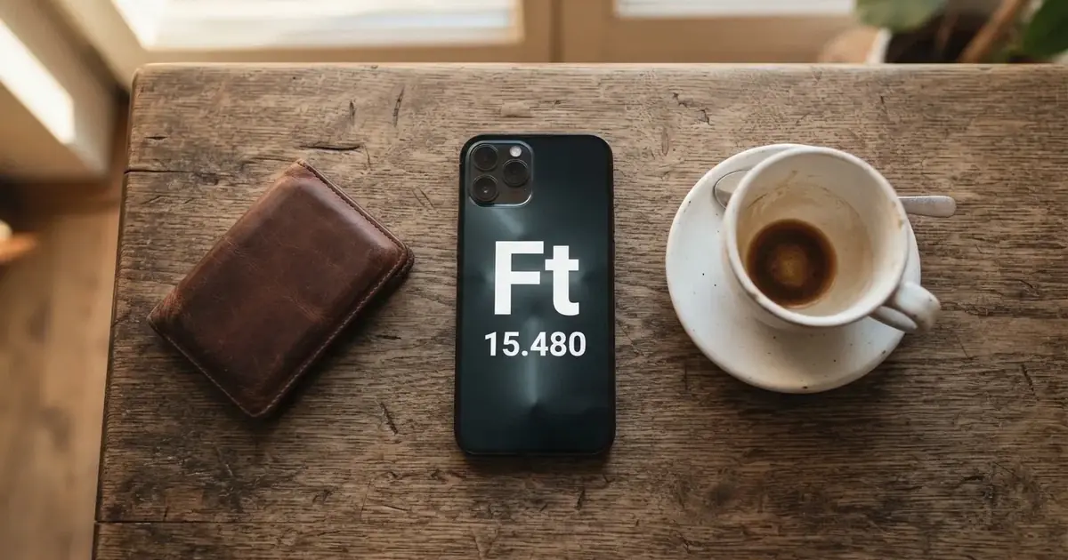 Mobiltelefon egy fa asztalon egy pénztárca és egy csésze kávé mellett — apple pay kaszinók magyarországon